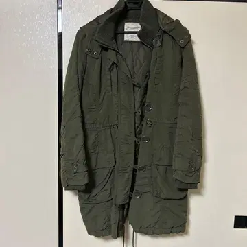 올리브색 후드 부착 I k kA 코트 M