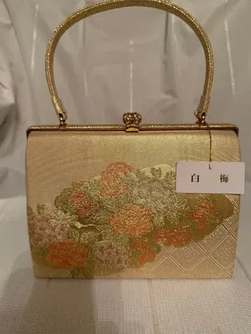 골드 컬러 꽃무늬 자수 예복용 백 중형