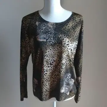 긴팔 티셔츠 레오파드 무늬 애니멀 무늬