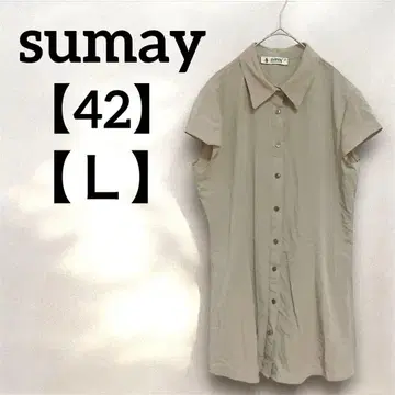 sumay [ L ] 반팔 버튼 셔츠 42 베이지 여성용 캐주얼