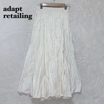 어댑터 리테일링 플레어 스커트 롱 기장 화이트 허리밴딩 주름 가공 무지
