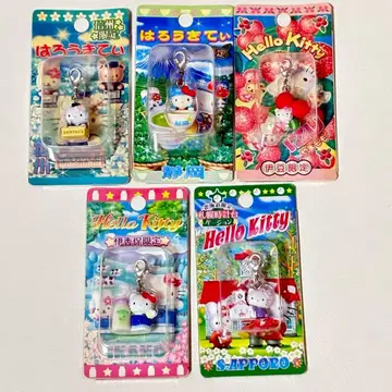 [ 미개봉 ] 지역 한정 키티 스트랩 지퍼 마스코트 5개