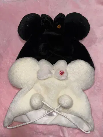 미니 귀도리 모자 블랙 화이트 세트