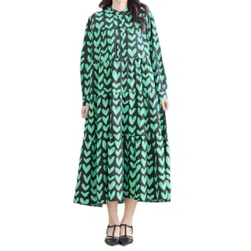 [ 새상품급 ] 하트 무늬 티어드 원피스