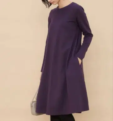 ADAM ET ROPE 퍼플 A라인 원피스 긴팔
