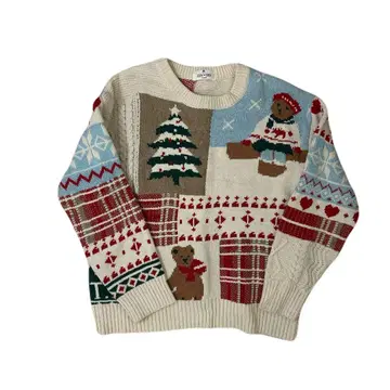 GEN x DER 크리스마스 패치워크 니트 스웨터