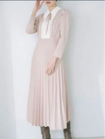 SNIDEL 블라우스 칼라 도킹 니트 원피스