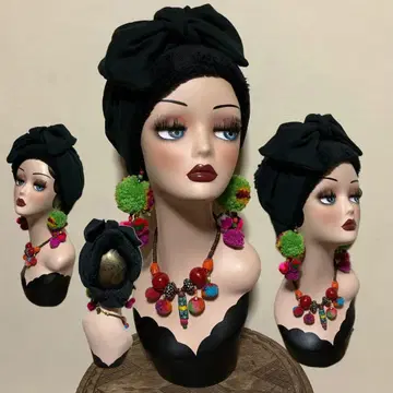 얼굴 주변 플랫 퍼 무지 리본 어레인지 헤어 터번