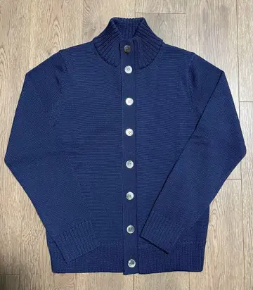 [ 새상품 ] 가마쿠라 셔츠 / 스탠드 카라 가디건 니트 네이비 46
