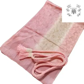 신 6 허리띠 세트 오비 장식 천 벚꽃 꽃 핑크 베이지 줄무늬