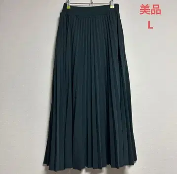 새상품급 롱 스커트 플리츠 스커트 L 다크 그린