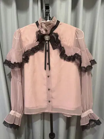 프릴 달린 쉬폰 블라우스 핑크