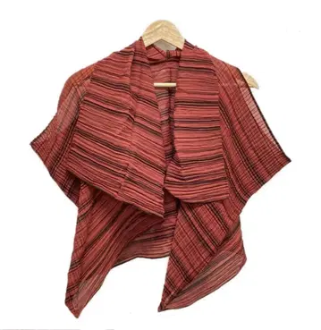 센소유니코 메이푸 플리츠 변형 가디건 볼레로 빨간색