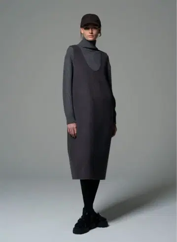 드로어 울 케누키 슬리브리스 원피스 36 그레이