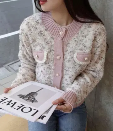 [택 포함 새상품] 컬러 네프 노카라 니트 자켓