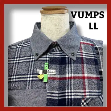 VUMPS 뱀프스 캐주얼하지 않은 체크 무늬 긴팔 플란넬 셔츠 LL