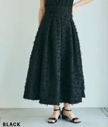 프린지 플레어 스커트 M 사이즈 블랙
