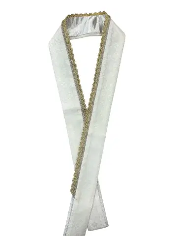 화이트 베이스 골드 컬러 레이스 겹쳐 입는 옷깃 성인식 후리소데용