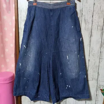 NIKO AND - 니코앤드 데님 블루 가우초 팬츠 페인트