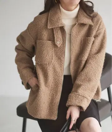 부클레 스텐 칼라 미들 기장 코트 사이즈 L