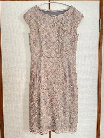 [ 새상품급 ] ANAYI 아나이 자수 핑크 베이지 드레스 36