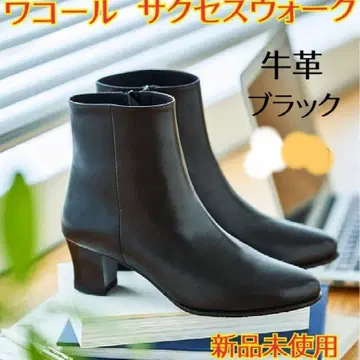 서세스 워크 숏부츠 22cm 발이 편한 힐 5cm 소가죽