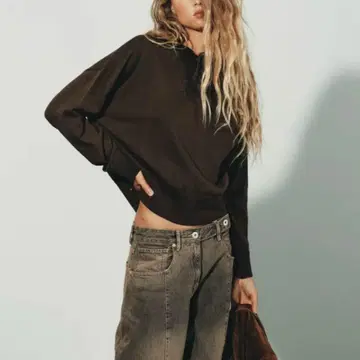 ZARA 니트 후드 스웨트 셔츠 S