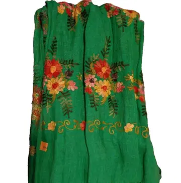 [ 새상품급 ] 꽃 자수 그린 린넨 스톨 SunaUna