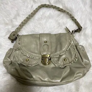 옐로우 그린 숄더백 프릴 레트로