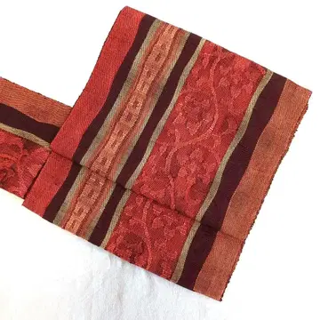 순수 실크 나고야 오비(약 24cm) 지 꽃+덩굴 패턴 간도 매우 깨끗!