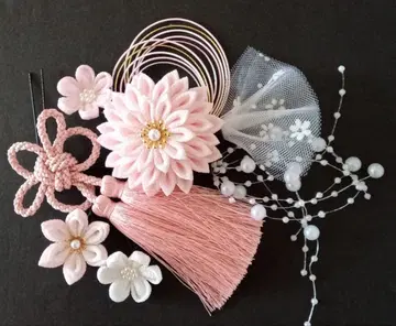 츠마미자이쿠 머리 장식 옅은 핑크 반쿠스, 태슬 외 성인식 일본 의류