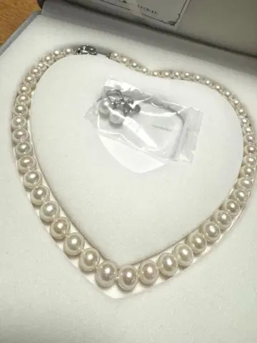 미사용 새상품 담수 진주 진원에 가까운 아름다운 펄 목걸이 귀찌