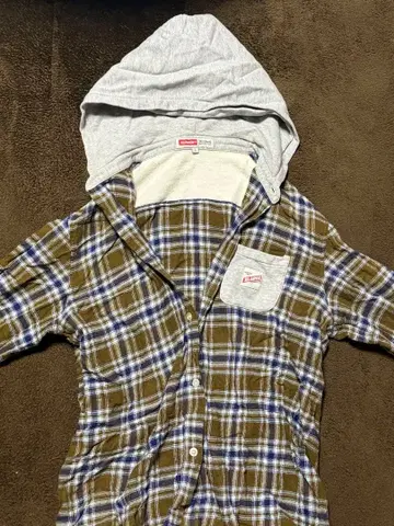 XLARGE 후드 부착 체크 무늬 플란넬 셔츠 L