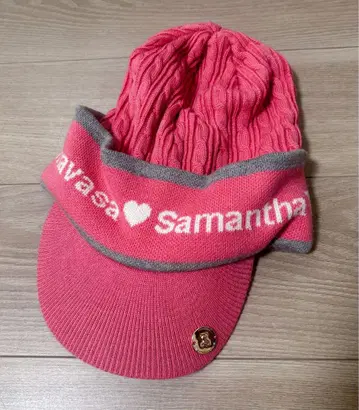 사만다 타바사 골프 UNDER25 챙 부착 니트 모자 핑크