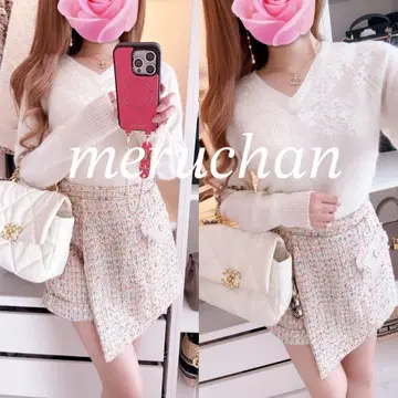 [ 새상품급 ] 코디 판매 자수 니트 & 라메 트위드 숏팬츠