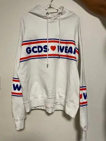 GCDS 화이트 후드티 후드 부착