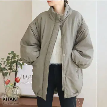 소매 탈부착 가능 2way 카키 오버 사이즈 다운 자켓