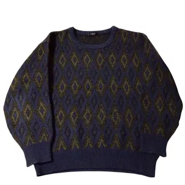 90s 아가일 니트 스웨터 빈티지 네이비 L 새상품급