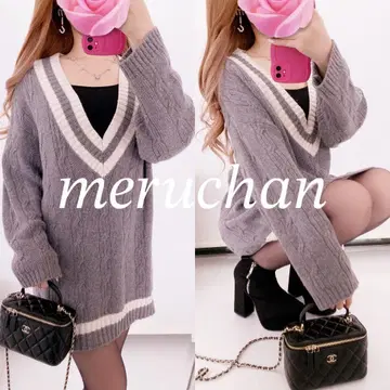 IENA 오버 사이즈 V넥 니트 롱 기장