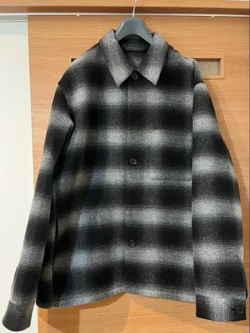 유니클로 더블 페이스 셔츠 자켓 옴브레 체크 XL