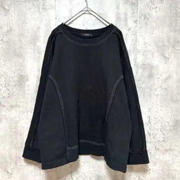 [ JEANASIS ] 맨투맨 트레이닝복 블랙 F 화이트 스티치 빅 루즈