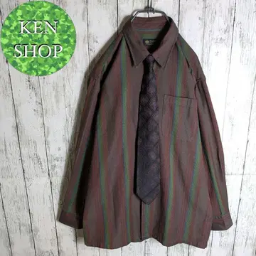 넥타이 셔츠 보르도 스트라이프 디자인 패턴 빈티지 구제 의류