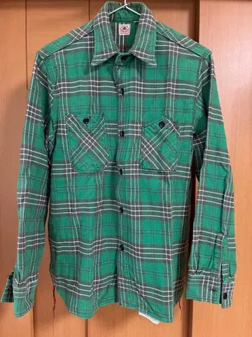 SUGAR CANE 그린 체크 플란넬 셔츠 size S