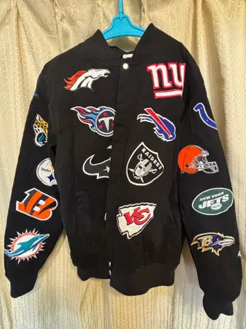 NFL 팀 로고 자수 블랙 자켓 XXL