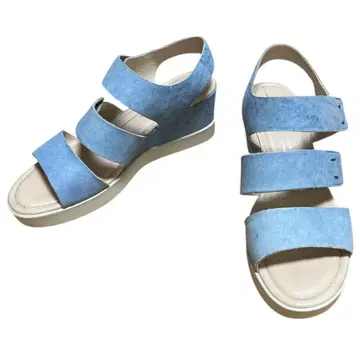 ecco 에코 웨지솔 샌들 벨크로 테이프 22.5cm 스카이블루