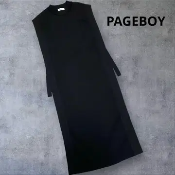 새상품급! PAGEBOY 사이드 벨트 롱 니트 베스트 BLACK