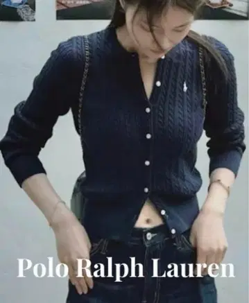 스테디셀러! POLO 랄프 로렌 케이블 니트 가디건 네이비