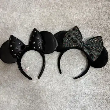 디즈니 미니 머리띠 스터드 가죽 블랙 2세트