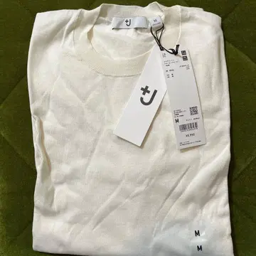 +J 실크 코튼 크루넥 스웨터 화이트 택 포함 미사용 새상품 긴팔