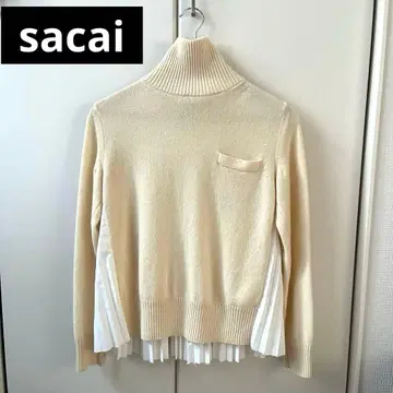 sacai 스테디셀러 플리츠 하이넥 니트